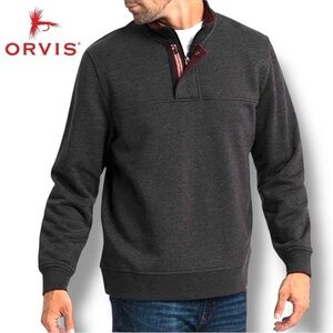 Orvis Signature 1/4 Zip Fleece Pullover Sweatshirt in Charcoal Mens  | Size L